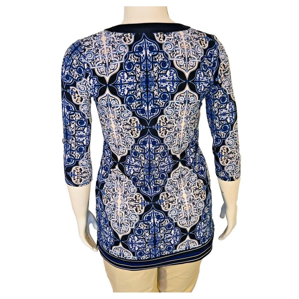 White House Black Market Women's Black and Blue Blouse - Picture 6 of 8